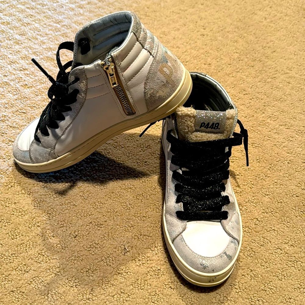Women’s P448 size 38 off white leather and grey lightly worn - great condition.